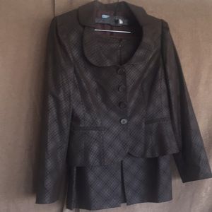 ANTONIO MELANI Brown Plaid Blazer and skirt set